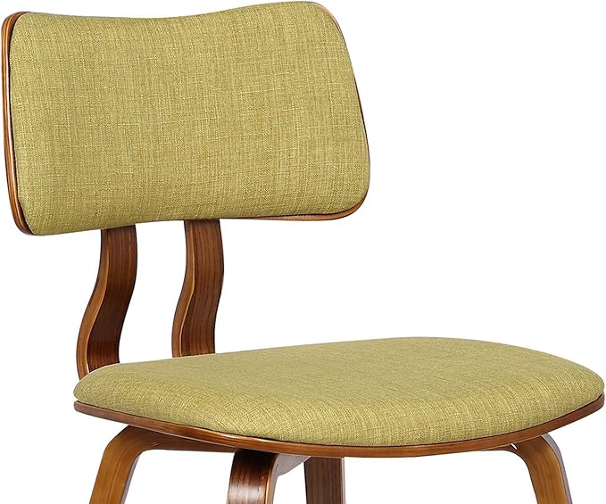 Armen Living Jaguar Mid Century Modern Upholstered Fabric and Walnut Wood Dining Accent Chair for Kitchen Table Desk Vanity, 20D x 18W x 29H in, Green - LeafyLoom