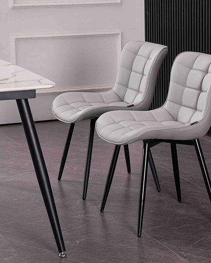 YOUTASTE Grey Dining Chairs Set of 2 PU Leather Upholstered Modern Armless Dining Room Chair with Back Metal Kitchen Dinner Accent Guest Chairs for Vanity Reception Waiting Room - LeafyLoom