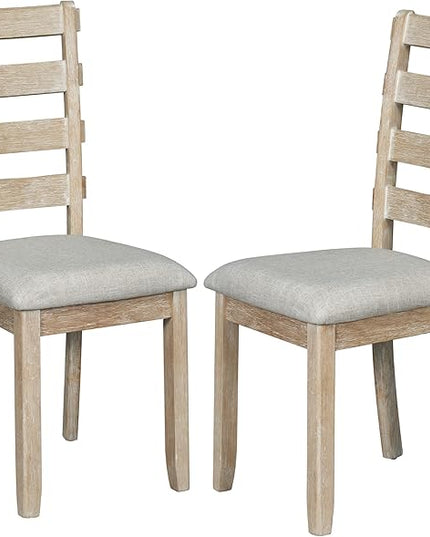 Room Table 6-Piece Set-Stunning Grain Tabletop, Solid Veneer, Comfortable Cushioned Chairs and Bench-Ideal for Kitchen and Family Dining, Onesize, Natural Wood Wash - LeafyLoom