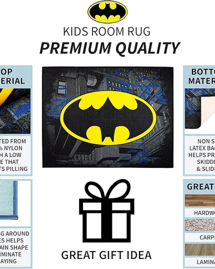 Franco Kids Room Non Slip Area Rug, 69 in x 52 in, Batman - LeafyLoom
