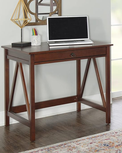 Linon Home Dcor Titian Laptop Desk, Antique Tobacco, 31.5" W x 24.02" D x 30" H - LeafyLoom