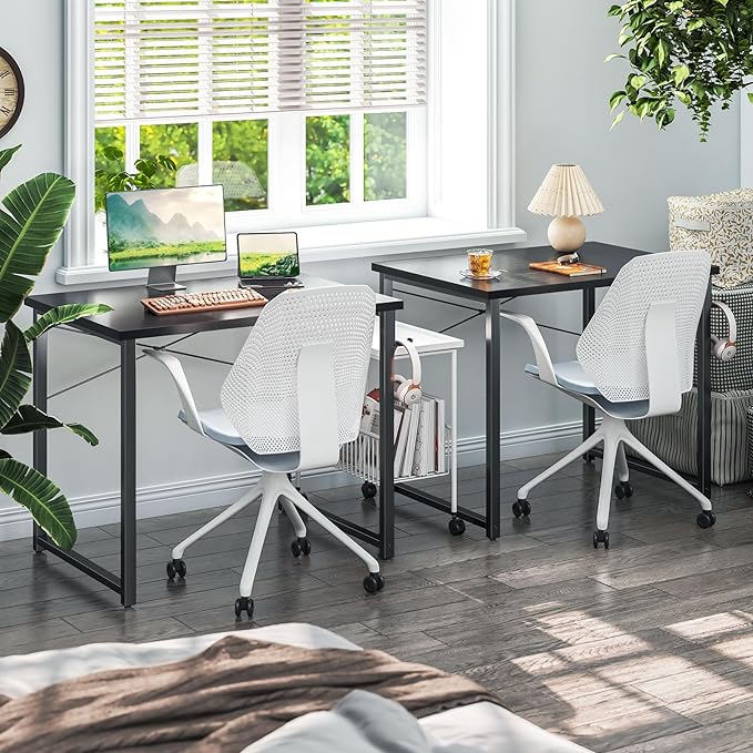 Coleshome 32 Inch Computer Desk, Modern Simple Style Desk for Home Office, Study Student Writing Desk, Black - LeafyLoom