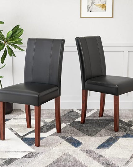 Dining Chairs, Kitchen Chairs Set of 2 with Solid Wood Legs, Armless Upholstered Indoor Kitchen Dining Room Chairs for Dining Room, Kitchen Chairs Parson Chairs - LeafyLoom