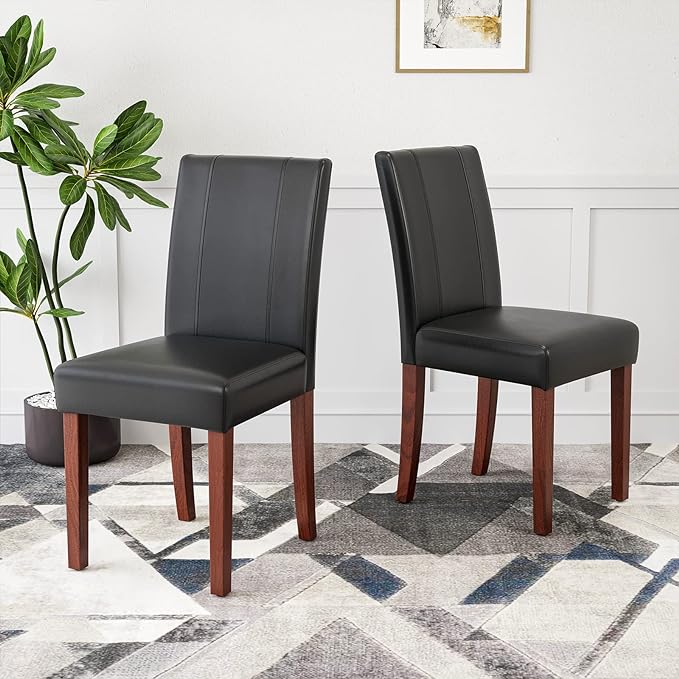 Dining Chairs, Kitchen Chairs Set of 2 with Solid Wood Legs, Armless Upholstered Indoor Kitchen Dining Room Chairs for Dining Room, Kitchen Chairs Parson Chairs - LeafyLoom