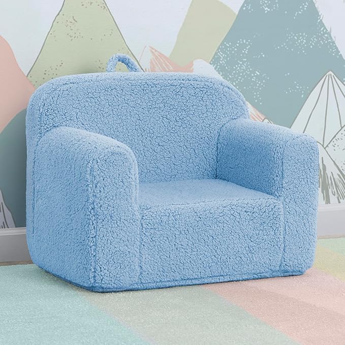 Delta Children Cozee Sherpa Chair, Powder Blue - LeafyLoom