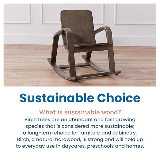 ECR4Kids Bentwood Rocking Chair, Kids Furniture, Grey Wash - LeafyLoom