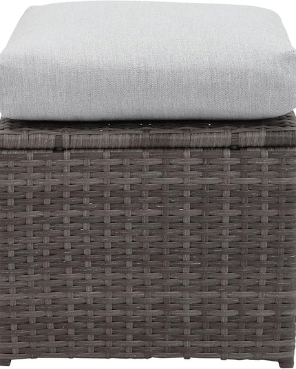 7-Pieces Furniture, PE Wicker Rattan Sets with Dining Ottomans, Patio Table and Chairs, Outdoor Sectional Sofa, Ec-Grey - LeafyLoom