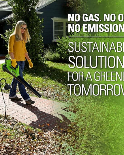 Greenworks 40V (110 MPH / 390 CFM) Cordless Axial Blower, 2.5Ah Battery and Charger Included - LeafyLoom