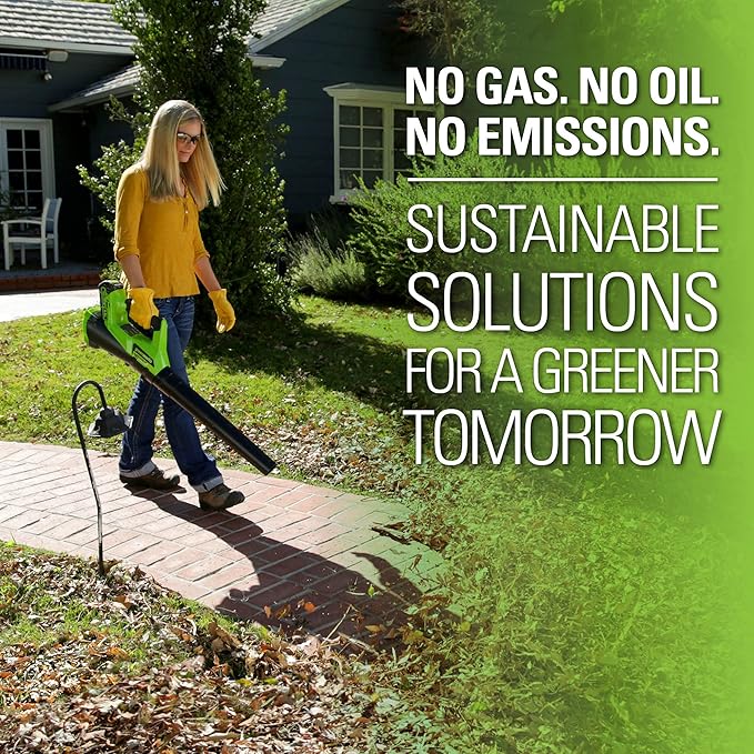 Greenworks 40V (110 MPH / 390 CFM) Cordless Axial Blower, 2.5Ah Battery and Charger Included - LeafyLoom