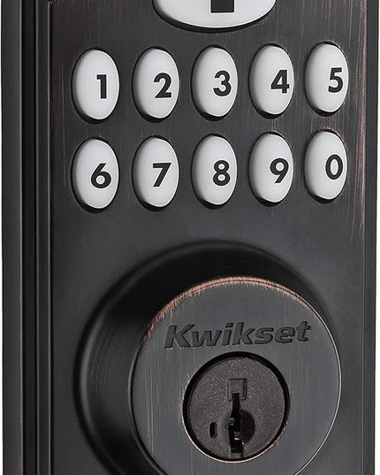 Kwikset 914 Traditional Keypad SmartCode Electronic Deadbolt Smart Lock featuring SmartKey Security and ZigBee 3.0 Technology in Venetian Bronze Kwikset