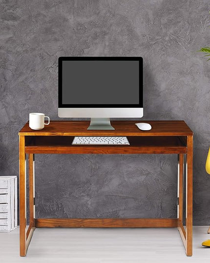 Casual Home Pull-Out & USB Port Folding Desk, Warm Brown (New) - LeafyLoom