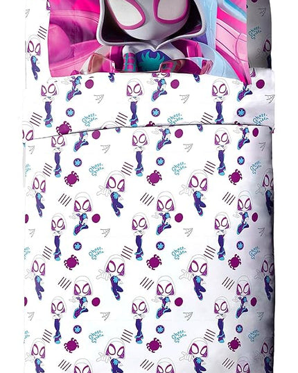 Marvel Spidey & His Amazing Friends Ghost Spider Gwen 4 Piece Toddler Bed Set - Bedding includes Comforter & Sheet Set - Super Soft Fade Resistant Microfiber - LeafyLoom