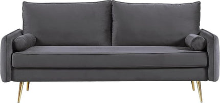 Kent Modern Sofa, European Style Velvet Living Room Furniture with Tapered Legs, Vintage Flair, and Sleek Design, Grey - LeafyLoom