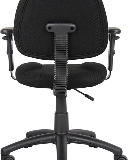Boss Office Products Perfect Posture Delux Fabric Task Chair with Adjustable Arms in Black - LeafyLoom