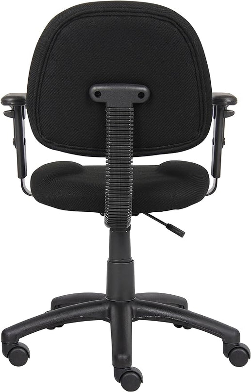 Boss Office Products Perfect Posture Delux Fabric Task Chair with Adjustable Arms in Black - LeafyLoom