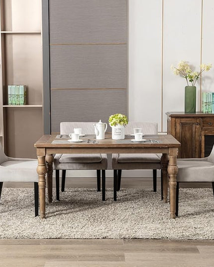 COLAMY Modern Dining Chairs Set of 6, Upholstered Corduroy Accent Side Leisure Chairs with Mid Back and Wood Legs for Living Room/Dining Room-Beige - LeafyLoom