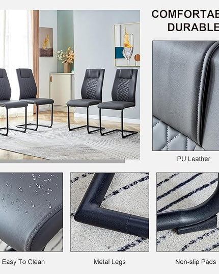 NicBex Dining Chairs Set of 4 Modern Faux Leather High Back Dining Room Kitchen Chairs with Black Metal Legs,Side Chairs for Dining Room, Kitchen,Living Room, and Restaurants,Gray - LeafyLoom