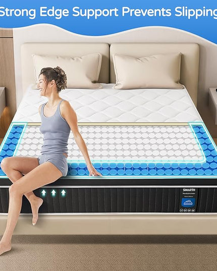 King Mattress 12 Inch, King Size Hybrid Mattresses in a Box, Memory Foam King Mattress Made of Individually Pocketed Springs for Support and Pressure Relief, Medium Firm - LeafyLoom