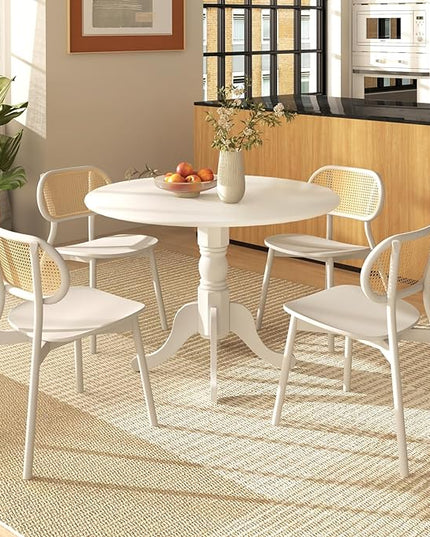Round Dining Table, All White - LeafyLoom