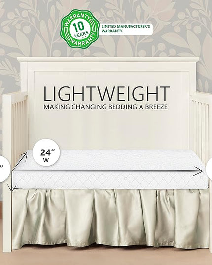 3-in-1 Folding Portable Crib and 3” Extra Firm Fiber Crib Mattress Bundle, Natural and Greenguard Gold Certified - LeafyLoom