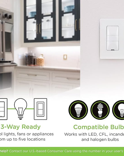 Enbrighten Z-Wave Smart Motion Sensor Light Indoor, On/Off, Vacancy/Occupancy Sensor, Includes White & Almond, Zwave Hub Required, Works with SmartThings, Wink, & Alexa, Smart Light Switch, 26931 Enbrighten