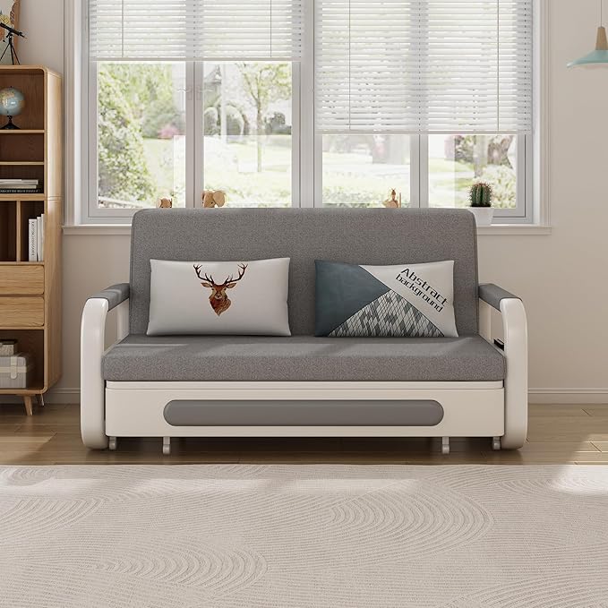 Convertible Sleeper Sofa Bed, Modern Pullout Couch Bed with Pull Out Bed, Adjustable Backrest, Loveseat Futon Sofa for Living Room Furniture (34.6" D x 50.3" W x 34.2" H)… - LeafyLoom