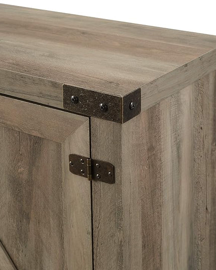Walker Edison Georgetown Modern Farmhouse Double Barn Door Stand for TVs up to 80 Inches, 70 Inch, Grey Wash - LeafyLoom