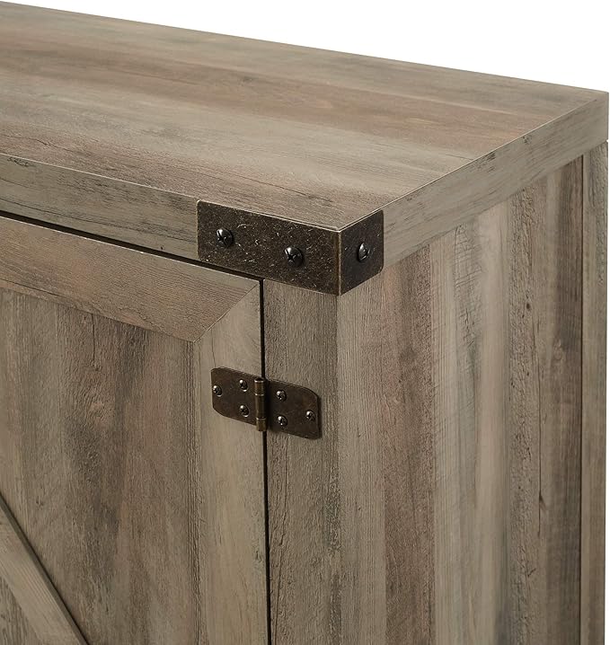 Walker Edison Georgetown Modern Farmhouse Double Barn Door Stand for TVs up to 80 Inches, 70 Inch, Grey Wash - LeafyLoom