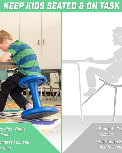 GoSports Wobble Chair - Sensory Stool for Active Kids - ADHD Chair for Classrooms or Home - 18 or 14 Inch Stool - LeafyLoom