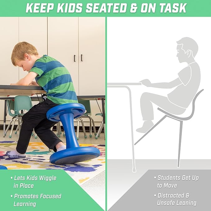 GoSports Wobble Chair - Sensory Stool for Active Kids - ADHD Chair for Classrooms or Home - 18 or 14 Inch Stool - LeafyLoom