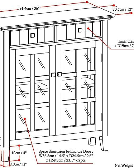 SIMPLIHOME Connaught SOLID WOOD 40 inch Wide Traditional Entryway Storage Cabinet in Black for the Living Room, Entryway and Family Room - LeafyLoom