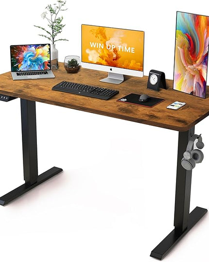 63 x 24 Inches Standing Desk Adjustable Height with Splice Board- Stand Up Desk, Electric Standing Desk, Sit to Stand Desk for Home & Office Computer Desk - LeafyLoom