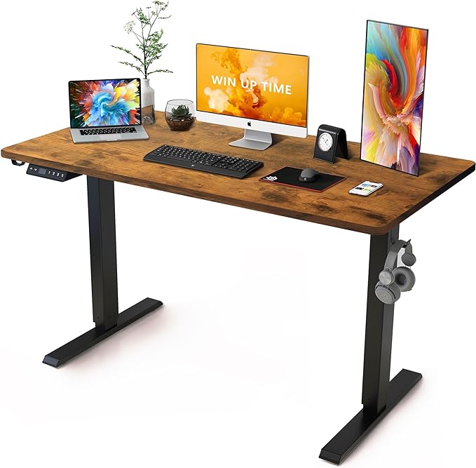 63 x 24 Inches Standing Desk Adjustable Height with Splice Board- Stand Up Desk, Electric Standing Desk, Sit to Stand Desk for Home & Office Computer Desk - LeafyLoom