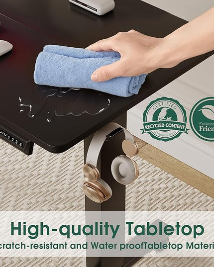 Electric Standing Desk 48 Inch, Ergonomic Height Adjustable Table with T-Shaped Metal Bracket Modern Computer Workstations for Home Office, Black - LeafyLoom