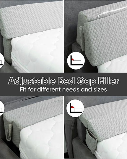 4 Modes Queen Size Wedge Pillow Headboard for Bed Gap, Foldable Bed Wedge Pillow Gap Filler, Mattress Gap Filler, Long Pillow for Bed Triangle Pillow, Fill The Gap (0-7) Between Headboard and Mattress - LeafyLoom