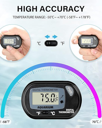 Simple Deluxe Clamp Lamp Light with Adjustable 8.5 Inch Aluminum Reflector E26 Socket & LCD Digital Aquarium Thermometer, Adjustable Lighting and Accurate Temperature Monitoring - LeafyLoom
