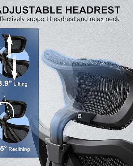 SIHOO M57 Ergonomic Office Chair with 3 Way Armrests Lumbar Support and Adjustable Headrest High Back Tilt Function Grey - LeafyLoom
