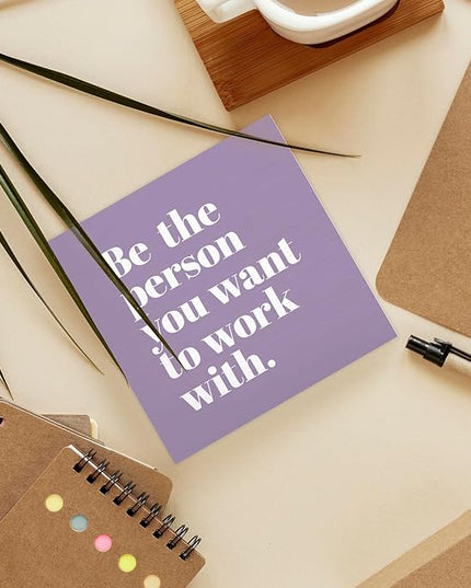 Be The Person You Want to Work With Inspirational Black Wood Box Sign Desk Decor, Teamwork Motivationa Purple Wooden Block Sign Decorations for Home Office Workplace Wall Tabletop Shelf Decor - LeafyLoom