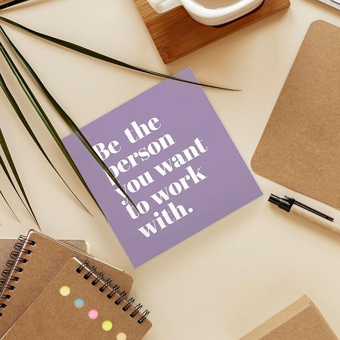 Be The Person You Want to Work With Inspirational Black Wood Box Sign Desk Decor, Teamwork Motivationa Purple Wooden Block Sign Decorations for Home Office Workplace Wall Tabletop Shelf Decor - LeafyLoom