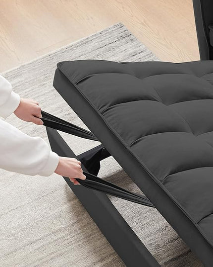 55" 3 in 1 Convertible Loveseat Futon Sofa Couch of Mordern Velvet w/Pullout Bed, Small Love Seat Lounge Sleeper w/Reclining Backrest, Toss Pillows, Pockets, Furniture for Living Room Bed - LeafyLoom
