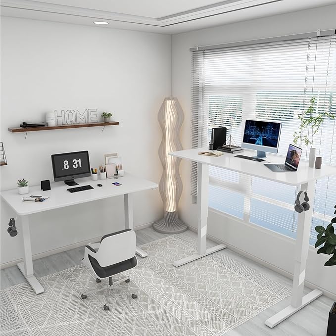 Whole Piece Top Manual Standing Desk Adjustable Height- Crank Stand Up Desk, Sit Stand Desk with Frame & Desktop, Computer Desk - LeafyLoom