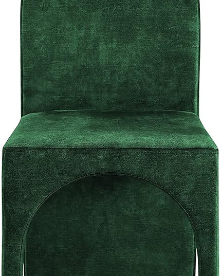Meridian Furniture Summer Collection Modern | Contemporary Velvet Upholstered Dining Side Chair with Steel Frame, Set of 2, Green - LeafyLoom