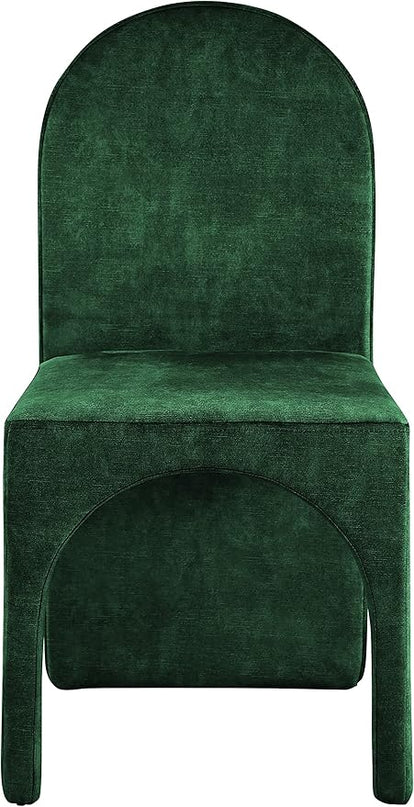 Meridian Furniture Summer Collection Modern | Contemporary Velvet Upholstered Dining Side Chair with Steel Frame, Set of 2, Green - LeafyLoom