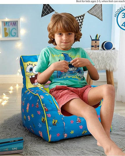 Idea Nuova Nickelodeon Spongebob Squarepants Toddler Nylon Bean Bag Chair with Piping & Top Carry Handle Large - LeafyLoom