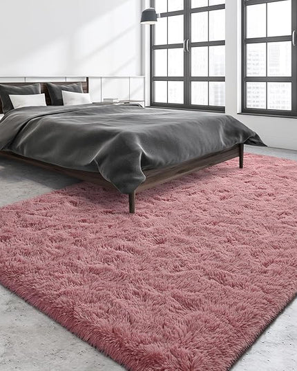 Super Soft Fluffy Shaggy Rugs for Living Room Bedroom, Fuzzy Plush Area Rugs for Girls Kids Room Nursery Home Decor, Furry Dorm Rug Cute Non-Slip Indoor Floor Carpet 5x8 Feet, Blush - LeafyLoom
