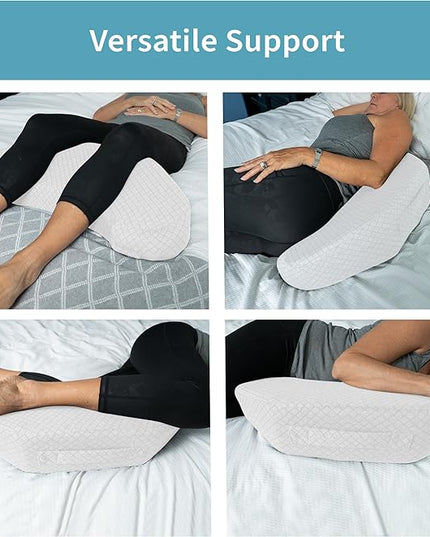 Bedsore Positioning Pillow for Bedsore Prevention and Faster Recovery - Heat Regulating Bed Sore Cushion for Butt Lifting and Easy Positioning - 2X Non-Skid Removable Covers (White) - LeafyLoom