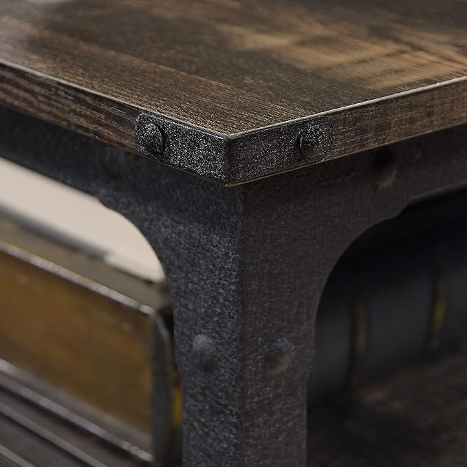 Sauder Steel River L-Shaped Desk, L: 59.84" x W: 57.32" x H: 29.53", Carbon Oak Finish - LeafyLoom