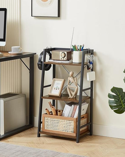 3-Tier Bathroom Ladder Shelf, Standing Tower Shelf Bookcase Freestanding Tower for Living Room Home and Office - LeafyLoom