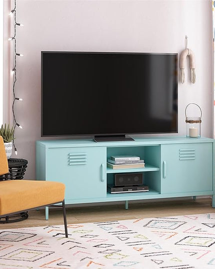 Novogratz Cache Metal Locker-Style TV Stand for TVs up to 65", Mint - LeafyLoom