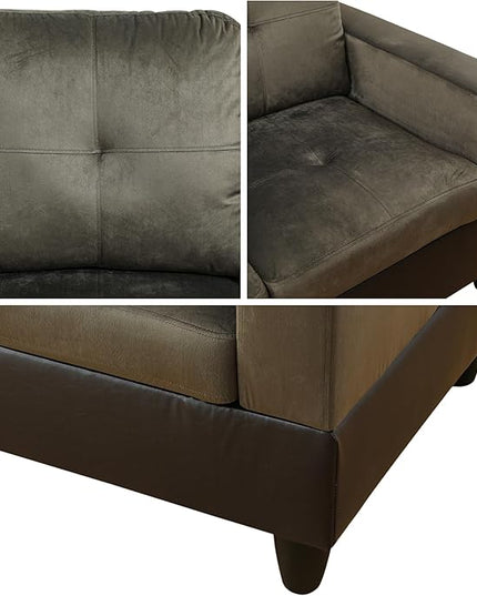 L Shaped Sofa with Ottoman Modern Sectional Living Room, Bedroom, Office, L Couch Taupe - LeafyLoom